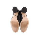 LOUISE ET CIE JAYANT LEATHER BLOCK ROUND HEELS BLACK 10 US