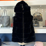 VIA SPIGA FAUX FUR ZIP UP VEST BLACK XS