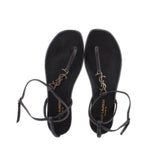 SAINT LAURENT CASSANDRA SANDALS BLACK 38 EU | 7 US