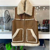 COACH SHEARLING LAMB VEST TAN S