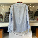 GUCCI MEN'S DUKE SNAKE EMBROIDERED BUTTON DOWN TOPS BLUE M