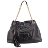 GUCCI CHAIN SOHO SHOULDER BAGS BLACK