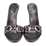 GUCCI HORSEBIT PATENT LEATHER HEELS BLACK 8.5 US