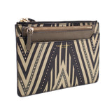 HENRI BENDEL DOUBLE POUCH CLUTCHES BLK/GRN
