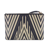 HENRI BENDEL DOUBLE POUCH CLUTCHES BLK/GRN
