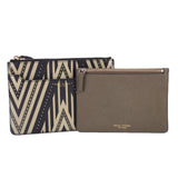 HENRI BENDEL DOUBLE POUCH CLUTCHES BLK/GRN