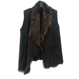 VINCE SHEARLING VEST BROWN M