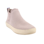 Chelsea ankle booties in light gray knit with elastic gore and beige rubber sole