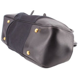 PRADA CANAPA FRAME HANDLE BAG BLACK JACQUARD