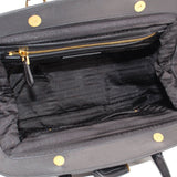 PRADA CANAPA FRAME HANDLE BAG BLACK JACQUARD