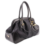PRADA CANAPA FRAME HANDLE BAG BLACK JACQUARD