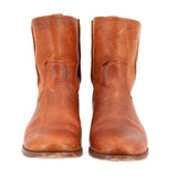FRYE CARA SHORT LEATHER ANKLE BOOTS BROWN 7.5 US
