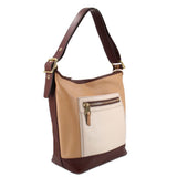 COACH COLORBLOCK BUCKET SHOULDER BAGS TAN