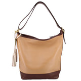 COACH COLORBLOCK BUCKET SHOULDER BAGS TAN