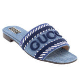 GUCCI JANE LOGO DENIM SANDALS BLUE 39 EU | 9 US