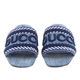 GUCCI JANE LOGO DENIM SANDALS BLUE 39 EU | 9 US
