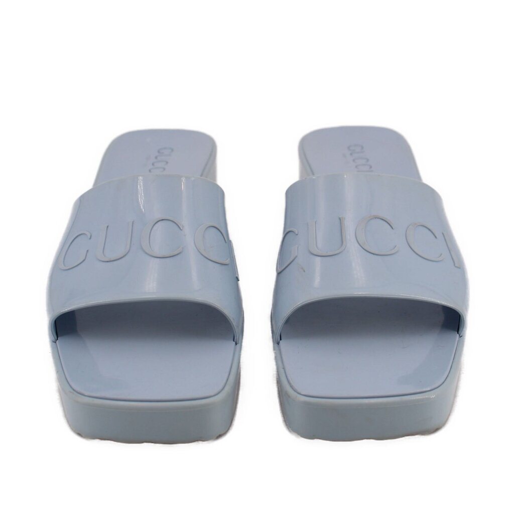 GUCCI RUBBER MULE SANDALS BLUE 39 EU | 9 US – The Vault