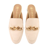 TORY BURCH SLIDE FLATS WHITE 8 US