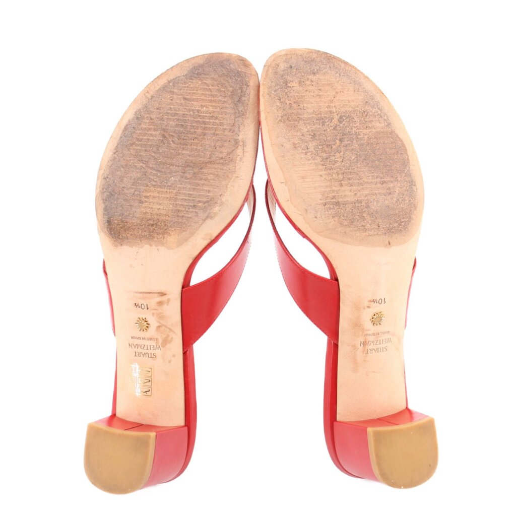 STUART WEITZMAN LEATHER BLOCK HEEL SANDALS RED 10.5 US – The