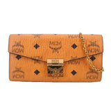 MCM TRACY VISETOS WALLET ON A CHAIN CROSSBODYS COGNAC