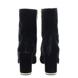 MICHAEL KORS URSULA BLOCK HEEL VELVET BOOTS BLACK 9 US