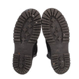Black platform boot outsoles with deep tread pattern