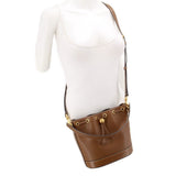 TORY BURCH T MONOGRAM BUCKET CROSSBODYS TAN