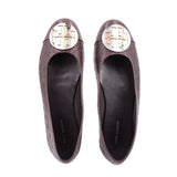 TORY BURCH CLAIRE QUILTED BALLET FLATS PLUM 8 US