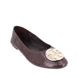 TORY BURCH CLAIRE QUILTED BALLET FLATS PLUM 8 US