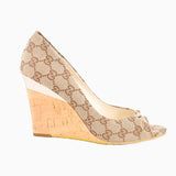 GUCCI LOGO WEDGE HEELS BROWN 38 | US 8