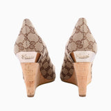 GUCCI LOGO WEDGE HEELS BROWN 38 | US 8