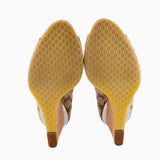 GUCCI LOGO WEDGE HEELS BROWN 38 | US 8