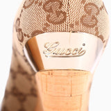 GUCCI LOGO WEDGE HEELS BROWN 38 | US 8