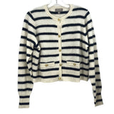 J CREW CASHMERE CARDIGAN SWEATERS WHITE/BLUE M