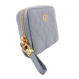 DIOR GRAINED CALFSKIN SUPPLE CANNAGE WALLETS BLUE