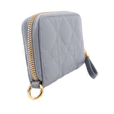 DIOR GRAINED CALFSKIN SUPPLE CANNAGE WALLETS BLUE