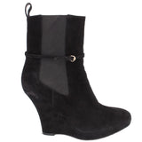 GUCCI SUEDE WEDGE HEEL BOOTIES BLACK 9 US