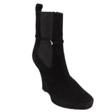 GUCCI SUEDE WEDGE HEEL BOOTIES BLACK 9 US