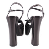 SAINT LAUARENT LEATHER PLATFORM HEELED SANDALS BLACK 39.5 EU | 9 US