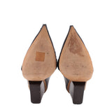 CELINE FOLK WEDGE PUMP HEELS BLACK 38.5 EU | 9 US