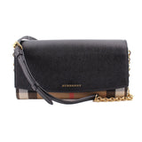 BURBERRY HENLEY WOC CROSSBODYS BLK/PLAID