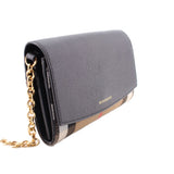 BURBERRY HENLEY WOC CROSSBODYS BLK/PLAID
