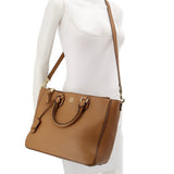 TORY BURCH ROBINSON DBL ZIP SATCHELS TAN