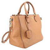 TORY BURCH ROBINSON DOUBLE ZIP SATCHELS TAN