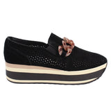 DOLCE VITA JHENEE PERFORATED PLATFORM LOAFERS BLACK 9.5 US