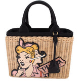 PRADA MIDOLLINO PATCH HANDLE BAG NATURAL