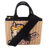 PRADA MIDOLLINO PATCH HANDLE BAG NATURAL