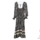 FREE PEOPLE PRINT DRESSES BLACK XS