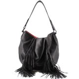 LOUBOUTIN LUCKY L FRINGE SHOULDER BAGS BLACK