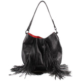 LOUBOUTIN LUCKY L FRINGE SHOULDER BAGS BLACK